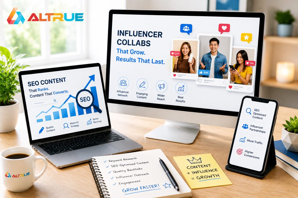altrue proven seo content & influencer collabs to grow faster